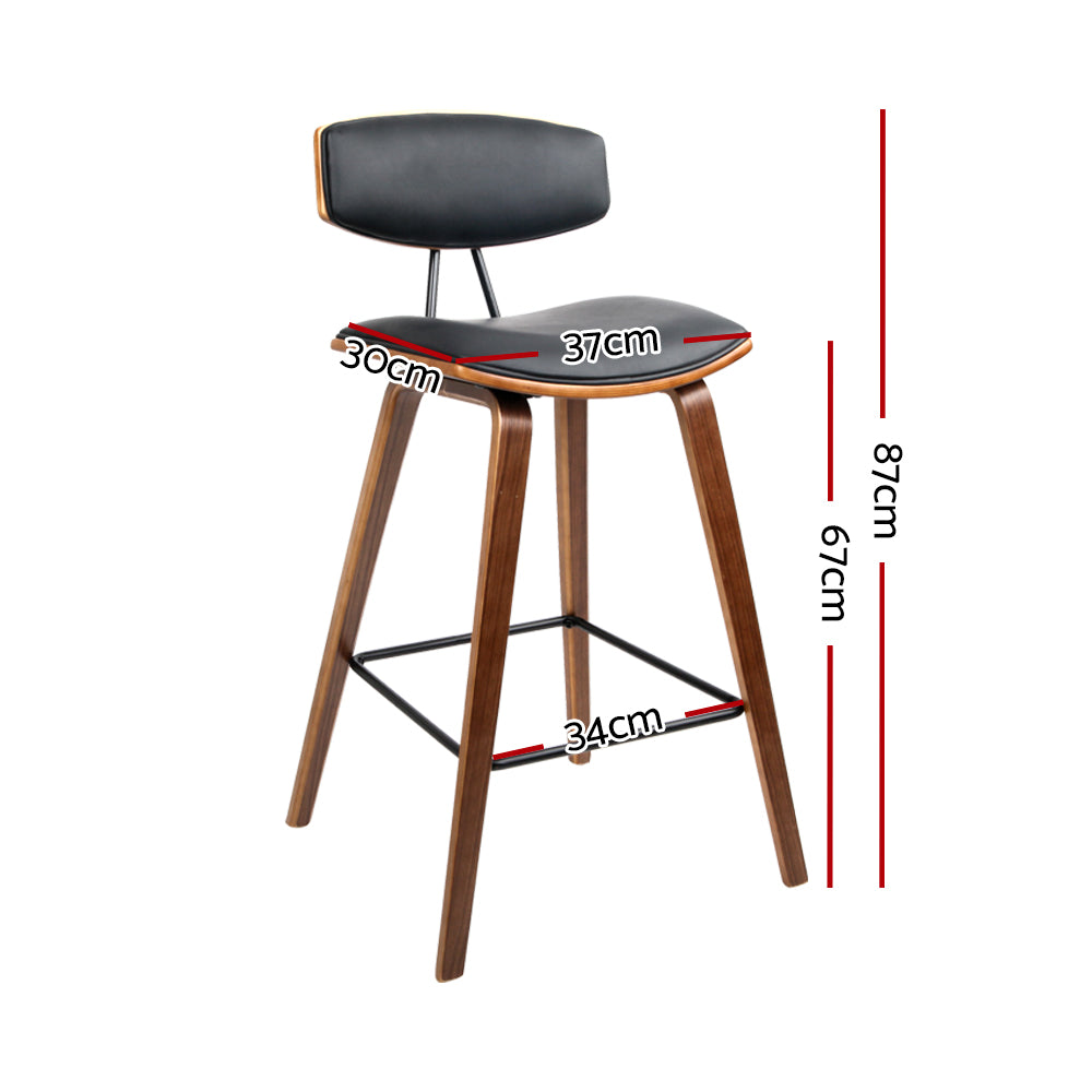Artiss Set of 2 Wooden Bar Stool - Black Artiss