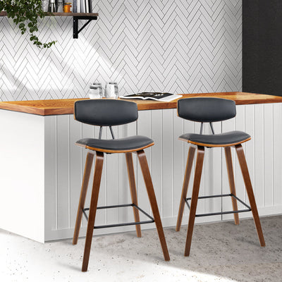 Artiss Set of 2 Wooden Bar Stool - Black
