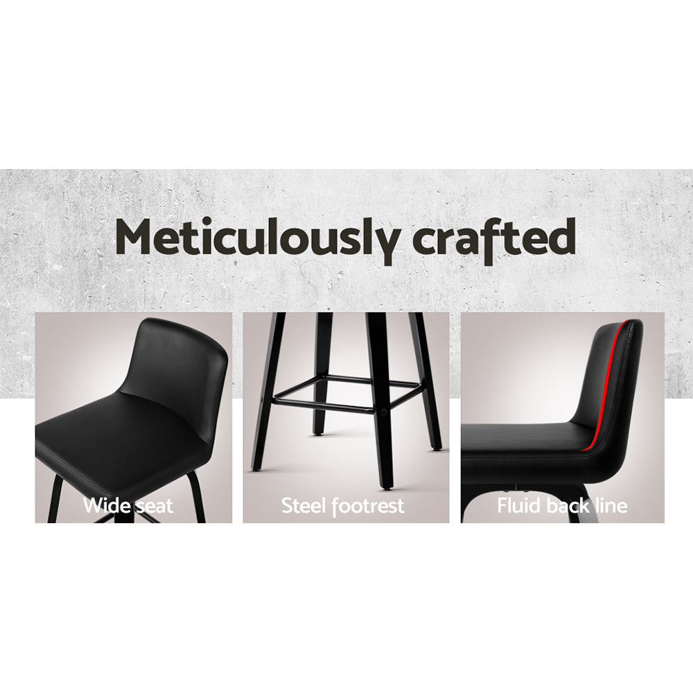Artiss Set of 4 Wooden PU Leather Bar Stool - Black freeshipping - Awezingly