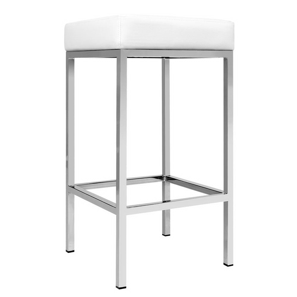 Artiss Set of 2 PU Leather Backless Bar Stools - White freeshipping - Awezingly