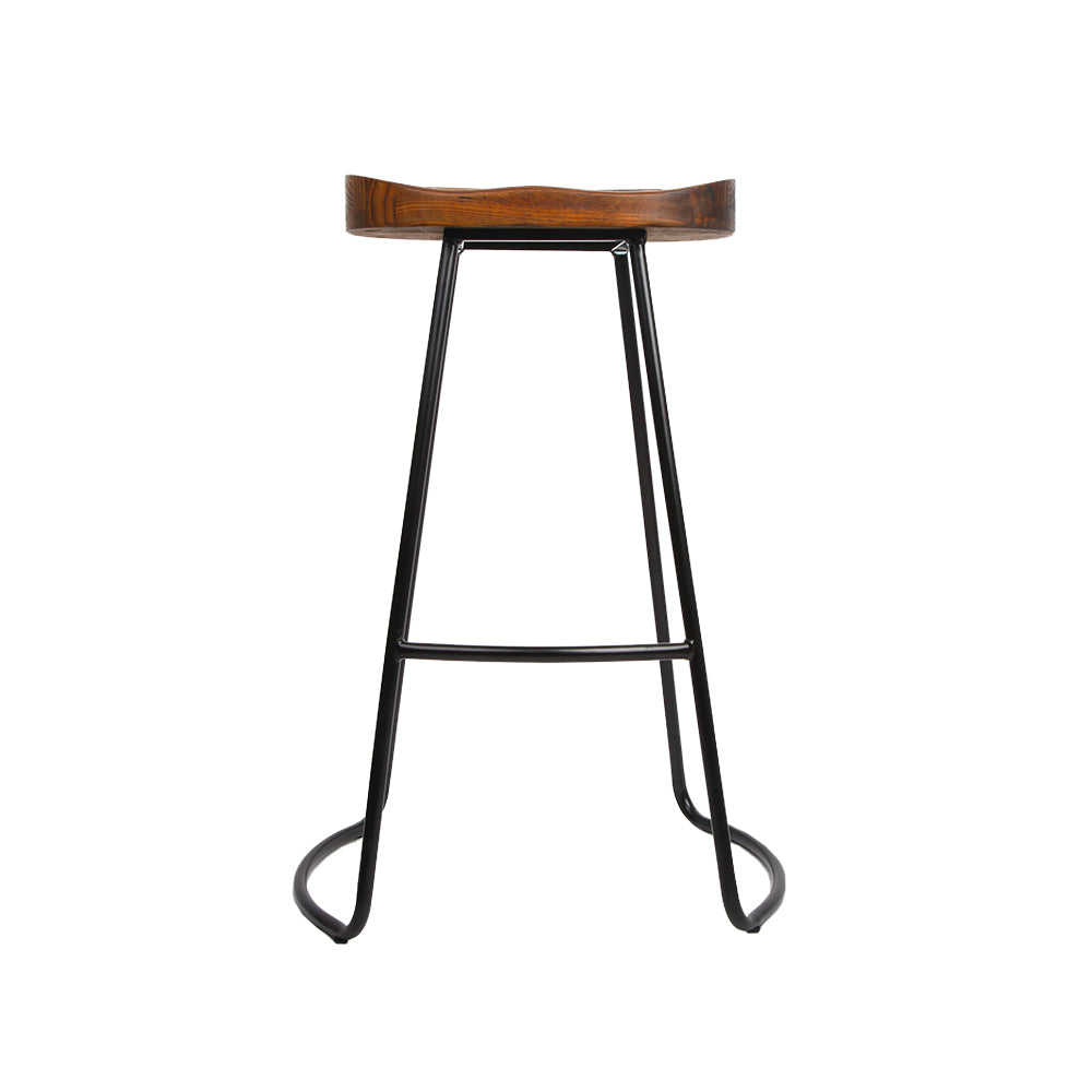 Artiss Set of 4 Elm Wood Backless Bar Stools 75cm - Black Artiss