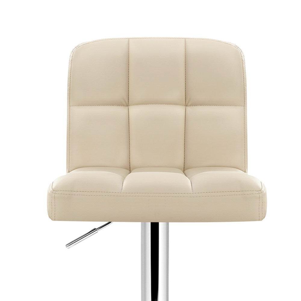 Artiss 2x Leather Bar Stools Gas Lift Beige freeshipping - Awezingly
