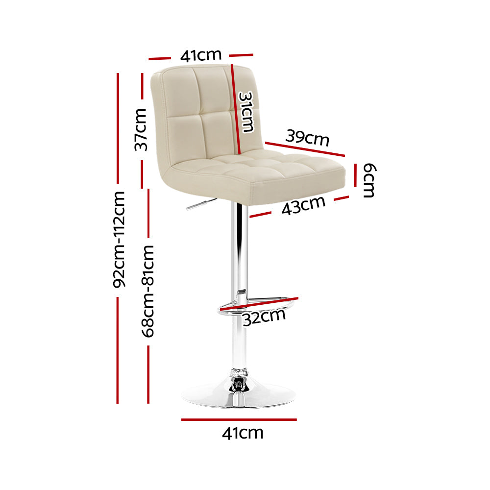 Artiss Set of 4 PU Leather Gas Lift Bar Stools - Beige freeshipping - Awezingly