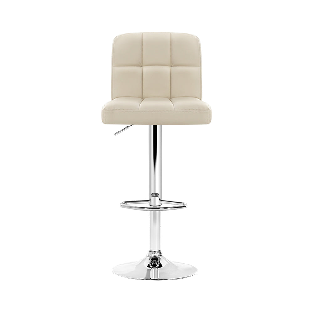 Artiss Set of 4 PU Leather Gas Lift Bar Stools - Beige freeshipping - Awezingly