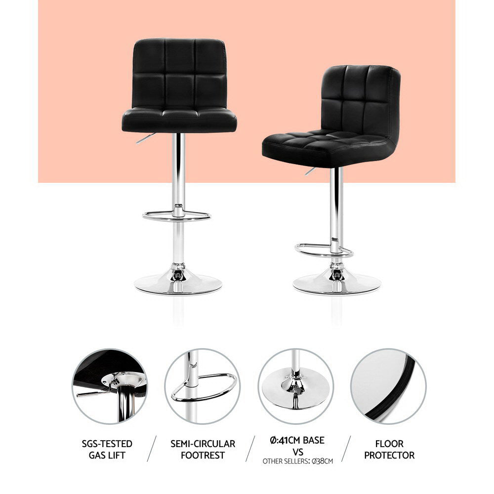 Artiss Set of 2 PU Leather Bar Stools - Black freeshipping - Awezingly