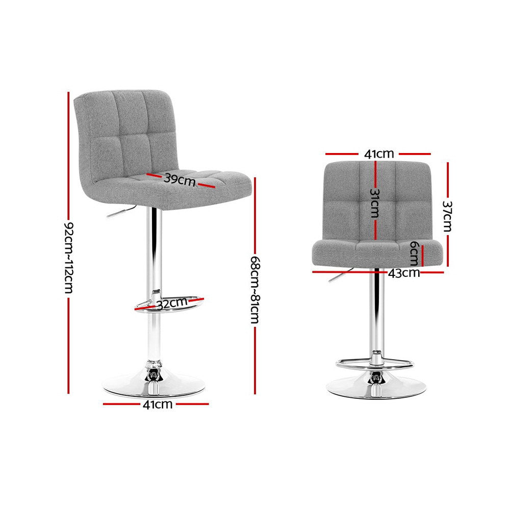 Artiss Set of 2 Fabric Bar Stools - Grey freeshipping - Awezingly