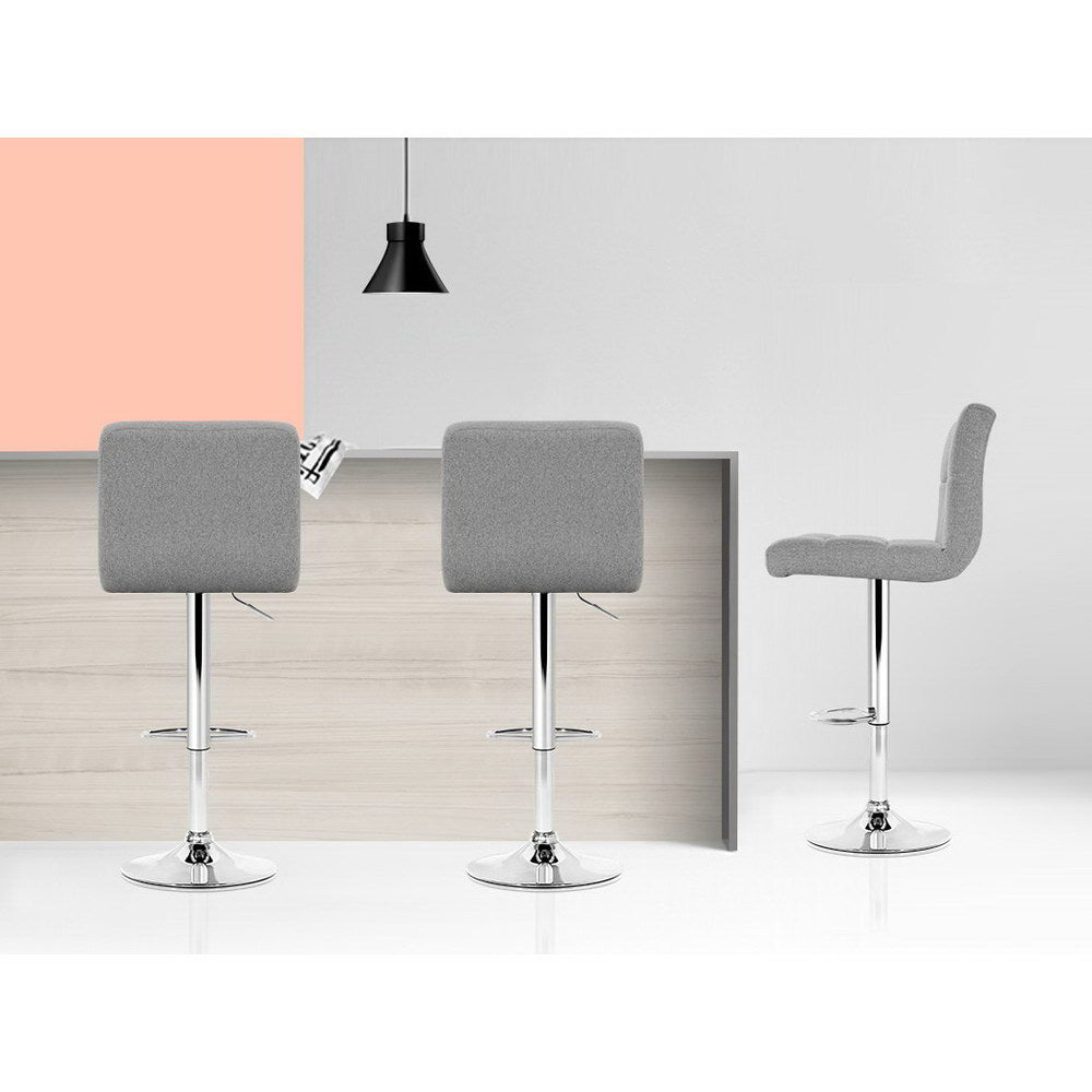 Artiss Set of 2 Fabric Bar Stools - Grey freeshipping - Awezingly