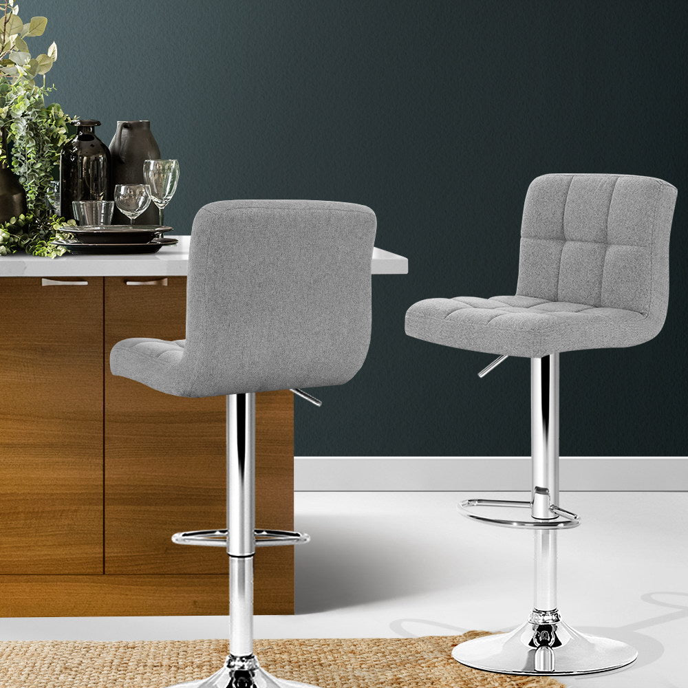 Artiss Set of 2 Fabric Bar Stools - Grey freeshipping - Awezingly