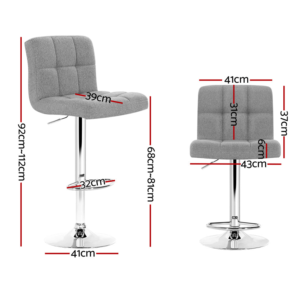 Artiss Set of 4 Fabric Swivel Bar Stools - Grey freeshipping - Awezingly