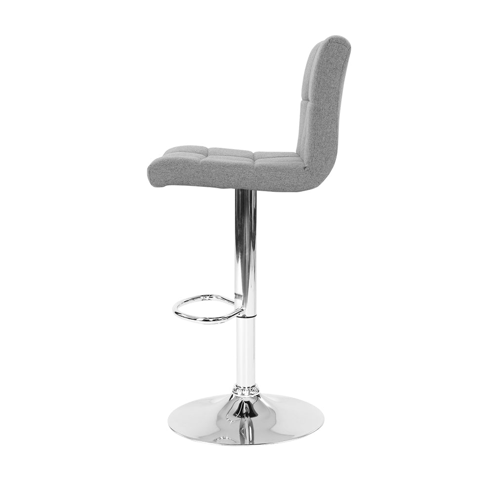 Artiss Set of 4 Fabric Swivel Bar Stools - Grey freeshipping - Awezingly