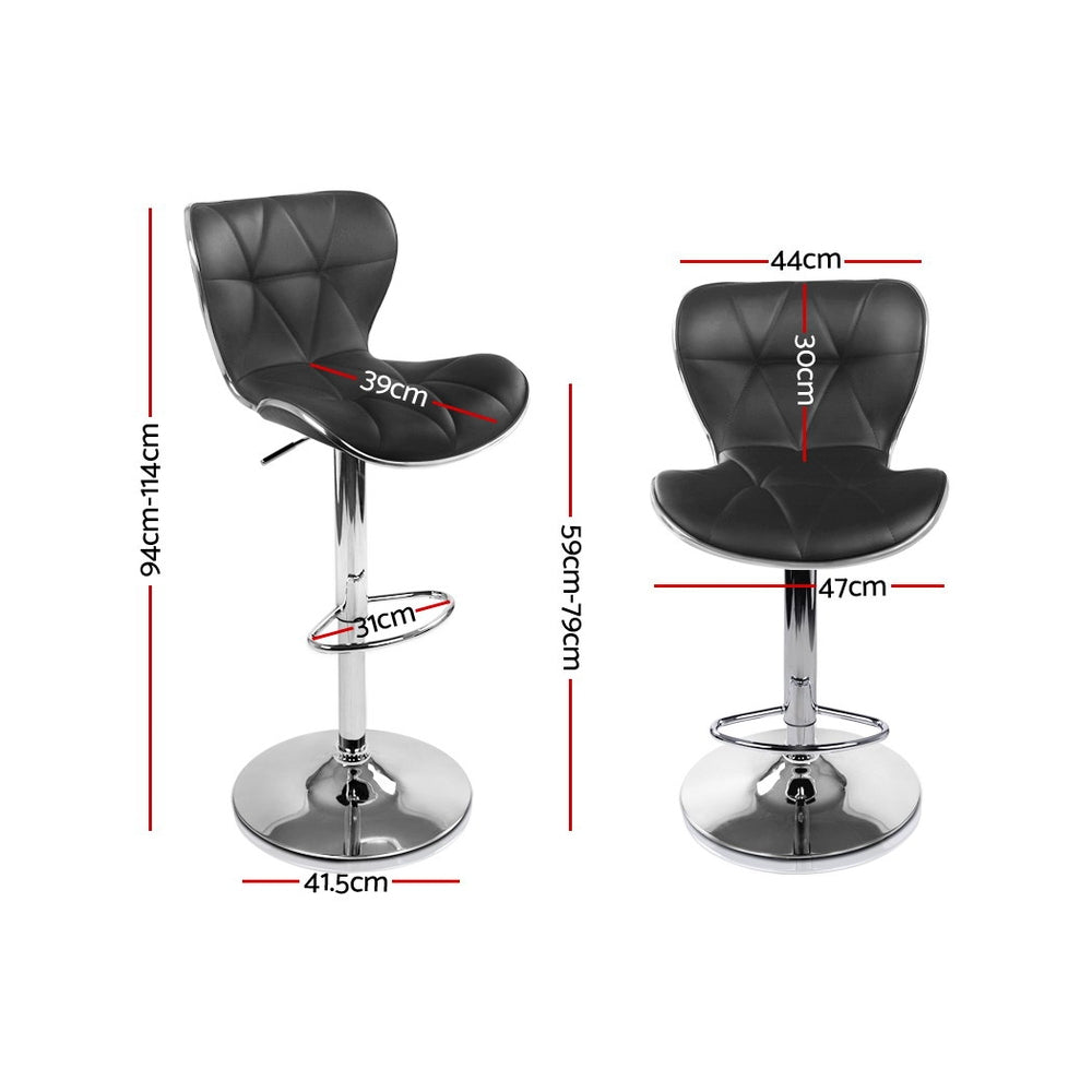 Artiss Set of 2 PU Leather Bar Stools - Black freeshipping - Awezingly