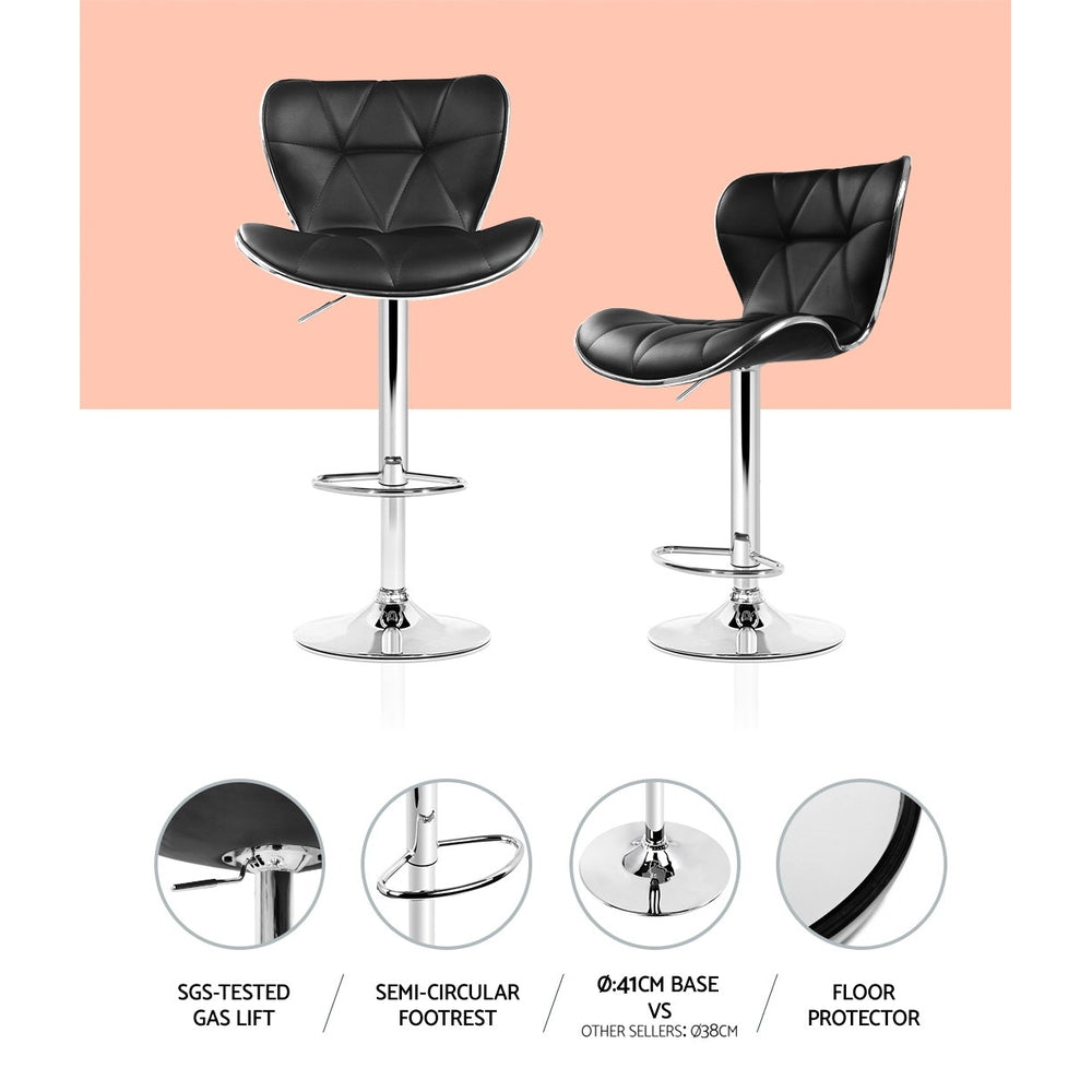 Artiss Set of 2 PU Leather Bar Stools - Black freeshipping - Awezingly