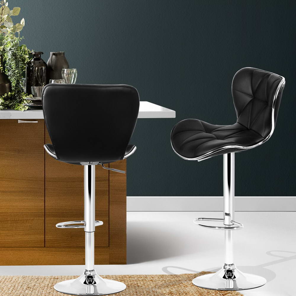 Artiss Set of 2 PU Leather Bar Stools - Black freeshipping - Awezingly