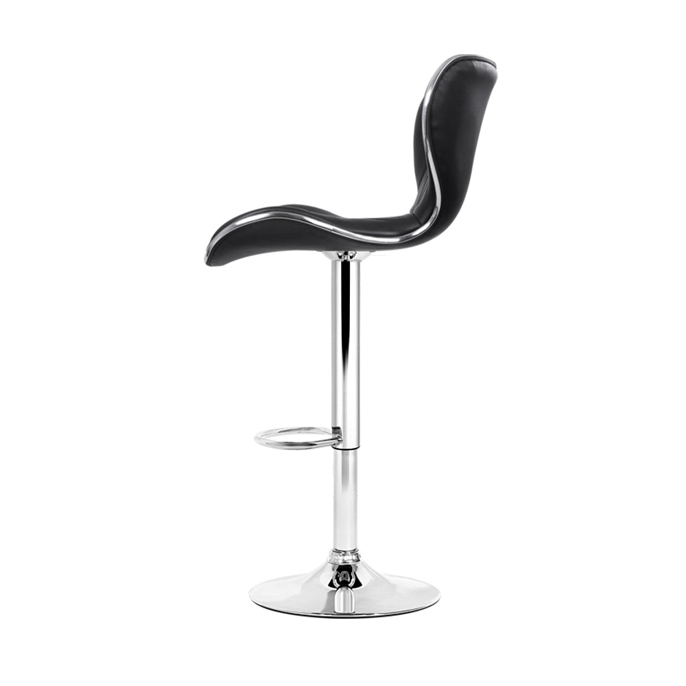 Artiss Set of 4 PU Leather Patterned Bar Stools - Black and Chrome freeshipping - Awezingly
