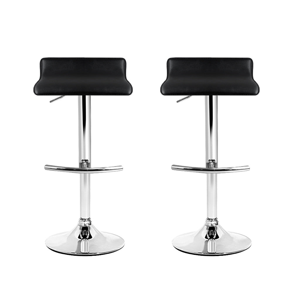 Artiss Set of 2 PU Leather Bar Stools - Black Artiss