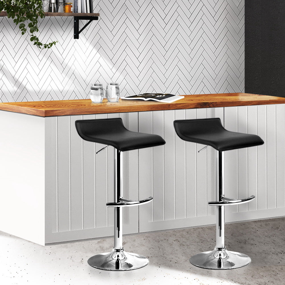 Artiss Set of 2 PU Leather Bar Stools - Black Artiss