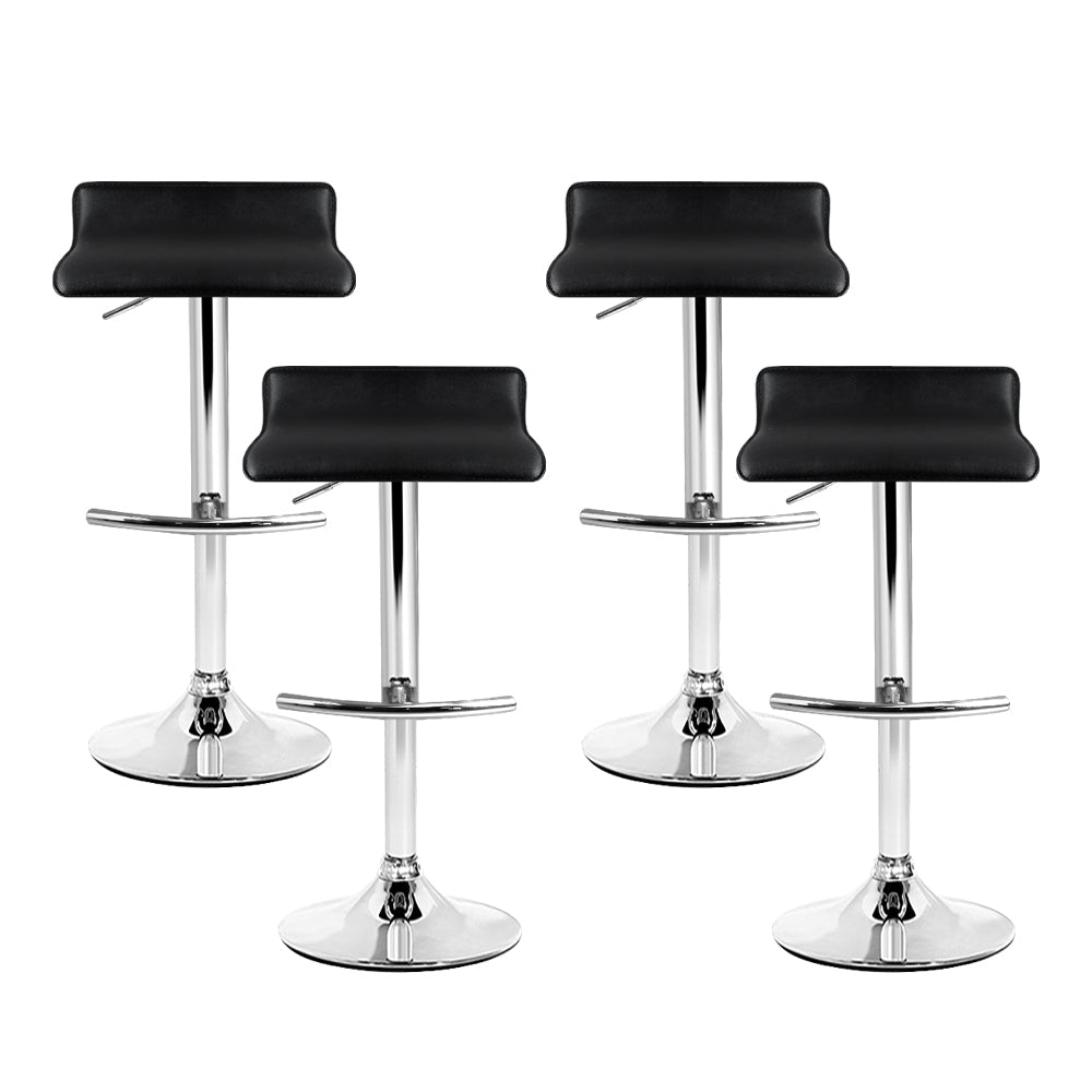Artiss Set of 4 PU Leather Wave Style Bar Stools - Black Artiss