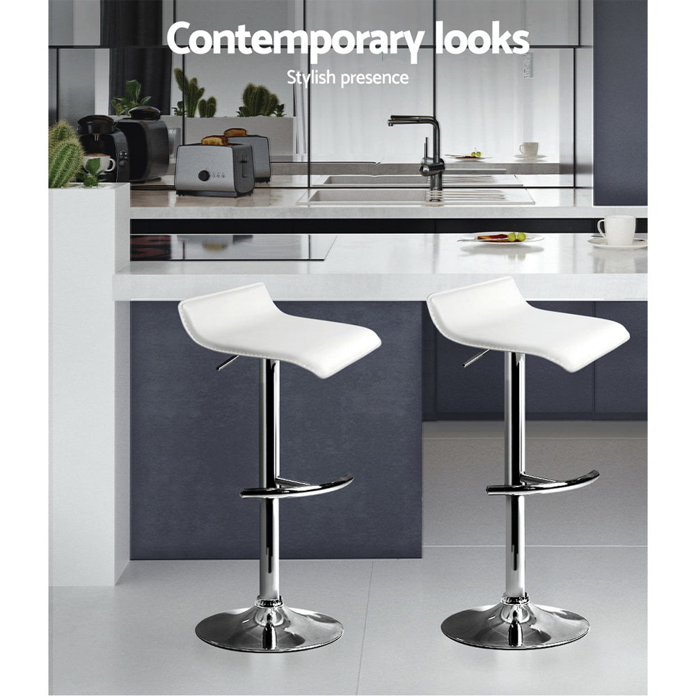 Artiss Set of 4 PU Leather Wave Style Bar Stools - White Artiss