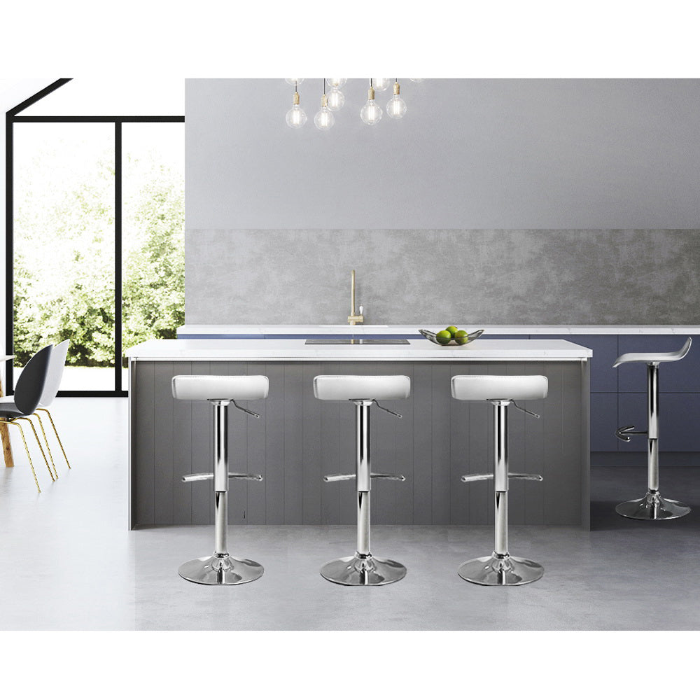 Artiss Set of 4 PU Leather Wave Style Bar Stools - White Artiss