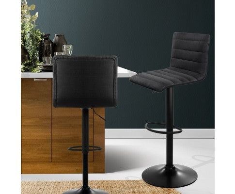 Artiss Set of 2 Fabric Bar Stools - Black freeshipping - Awezingly