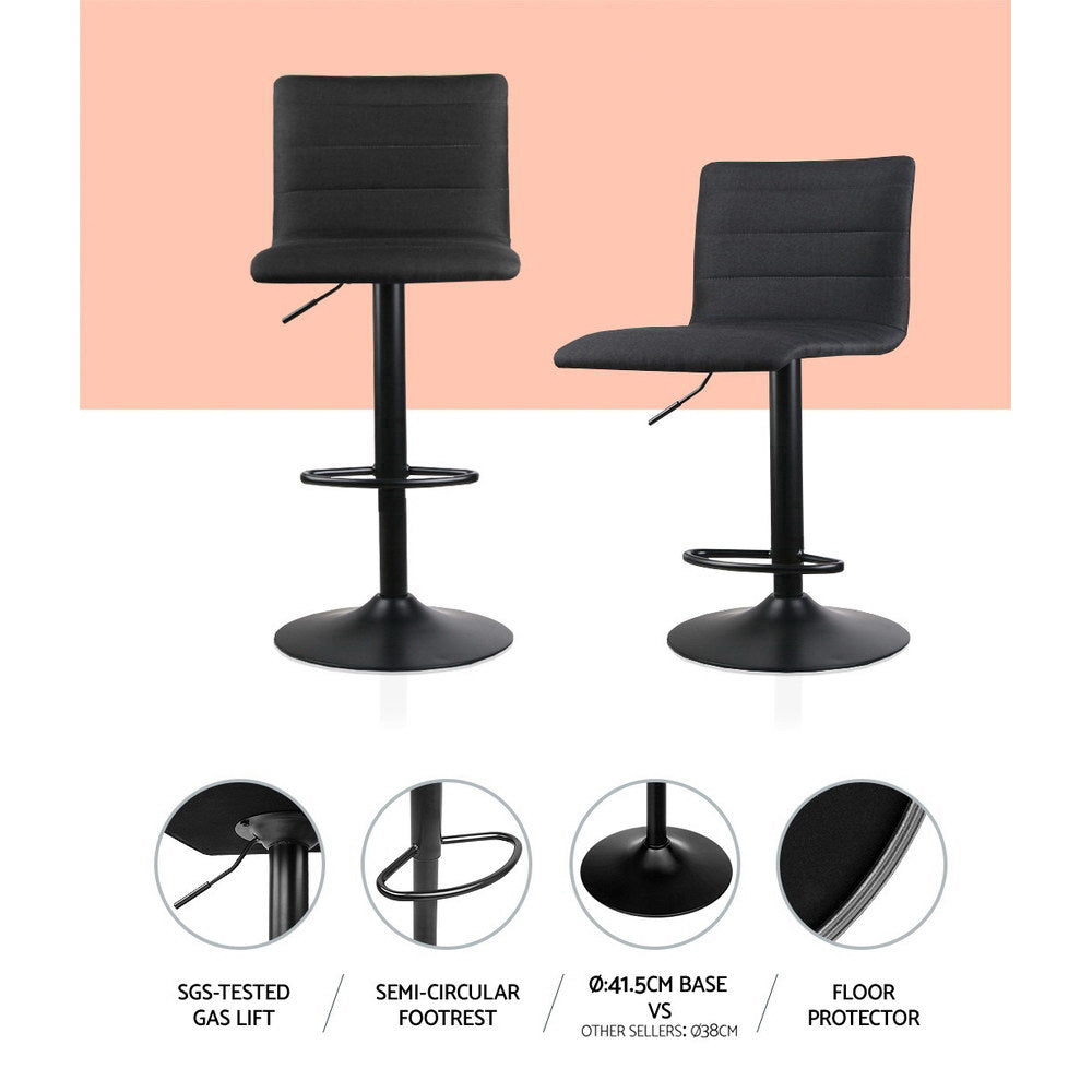 Artiss Set of 4 Faux Linen Bar Stools - Black freeshipping - Awezingly