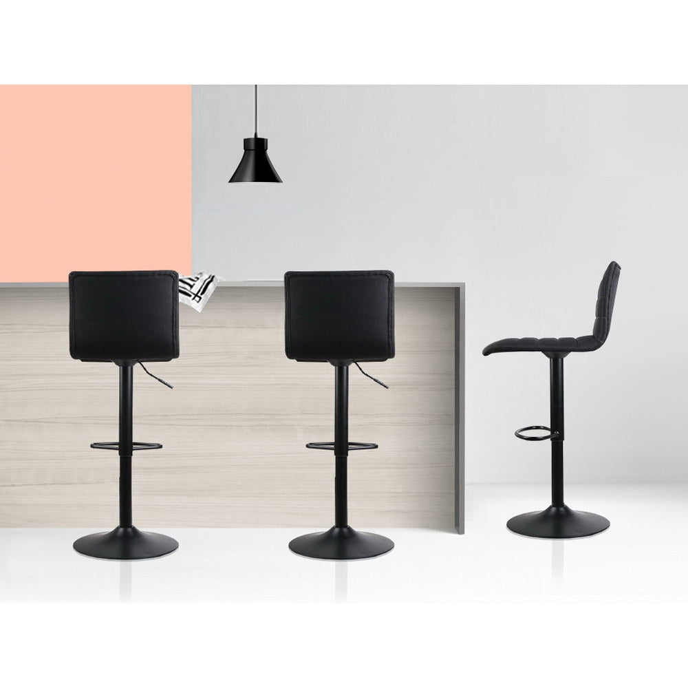 Artiss Set of 4 Faux Linen Bar Stools - Black freeshipping - Awezingly