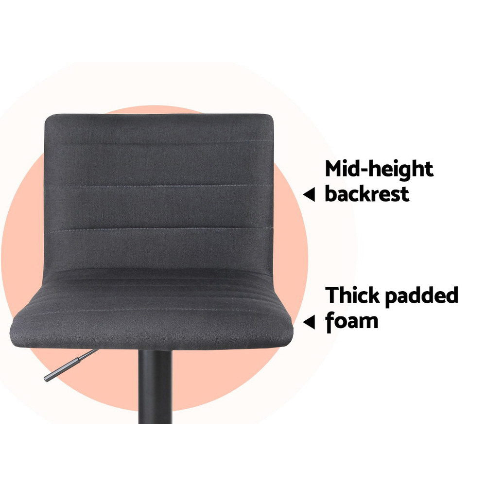 Artiss Set of 4 Faux Linen Bar Stools - Black freeshipping - Awezingly