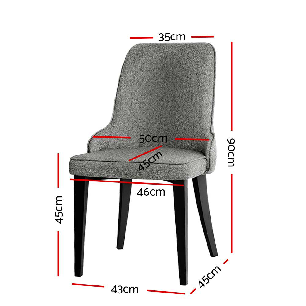 Artiss Set of 2 Fabric Dining Chairs - Grey freeshipping - Awezingly