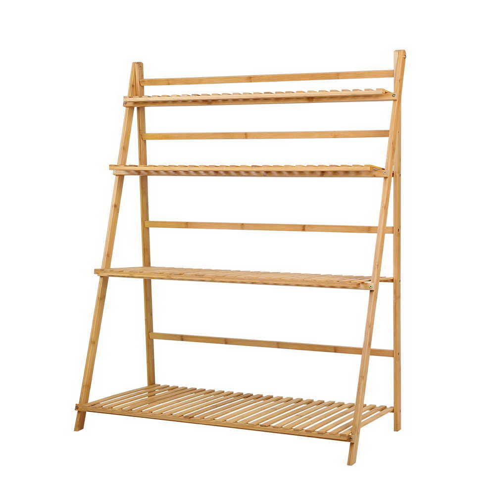 Artiss Bamboo Wooden Ladder Shelf Plant Stand Foldable freeshipping - Awezingly