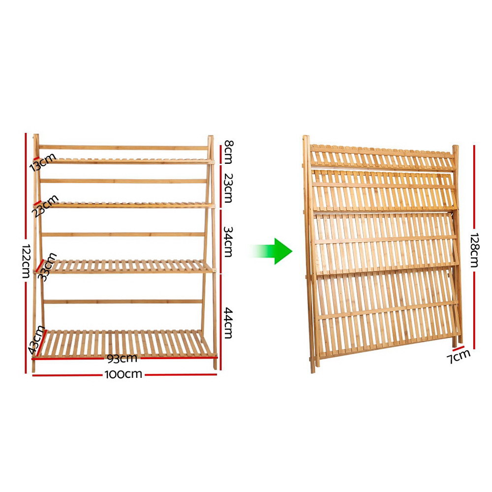 Artiss Bamboo Wooden Ladder Shelf Plant Stand Foldable freeshipping - Awezingly