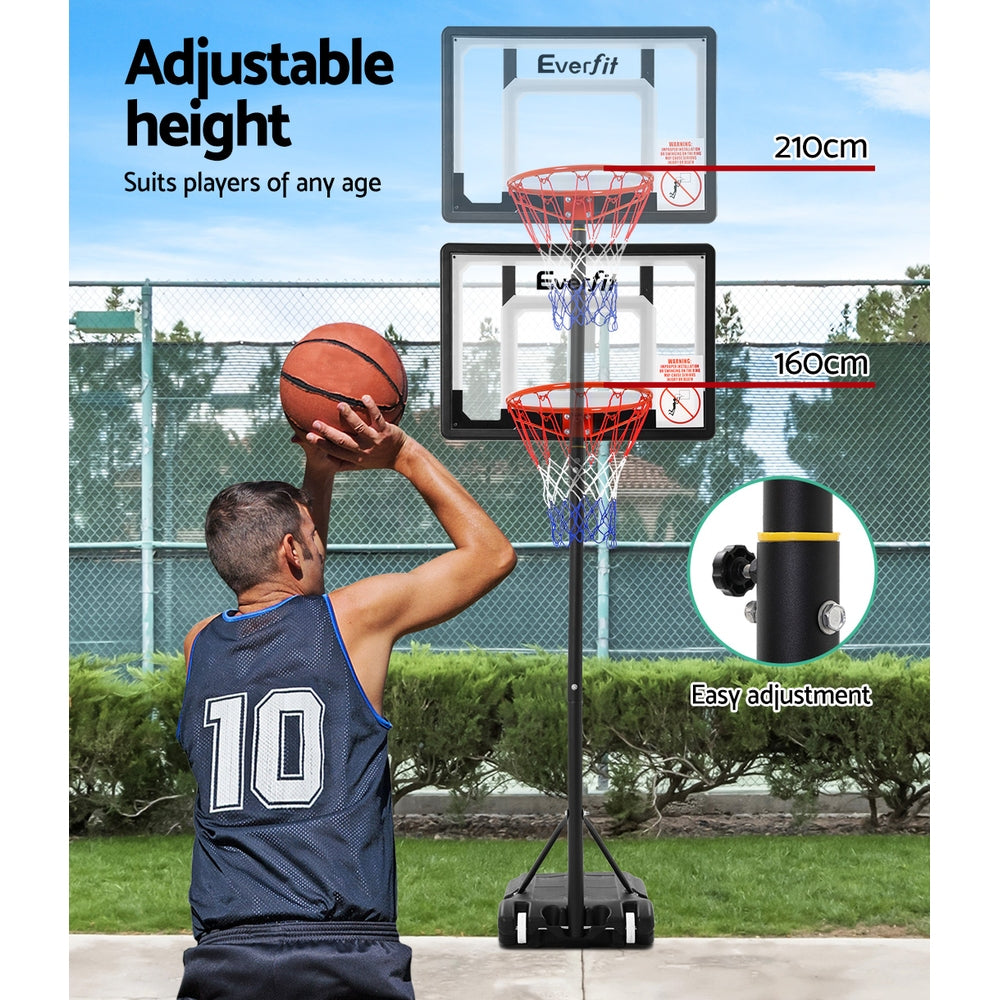 Everfit Adjustable Portable Basketball Stand Hoop System Rim 1.60m to 2.1m Everfit