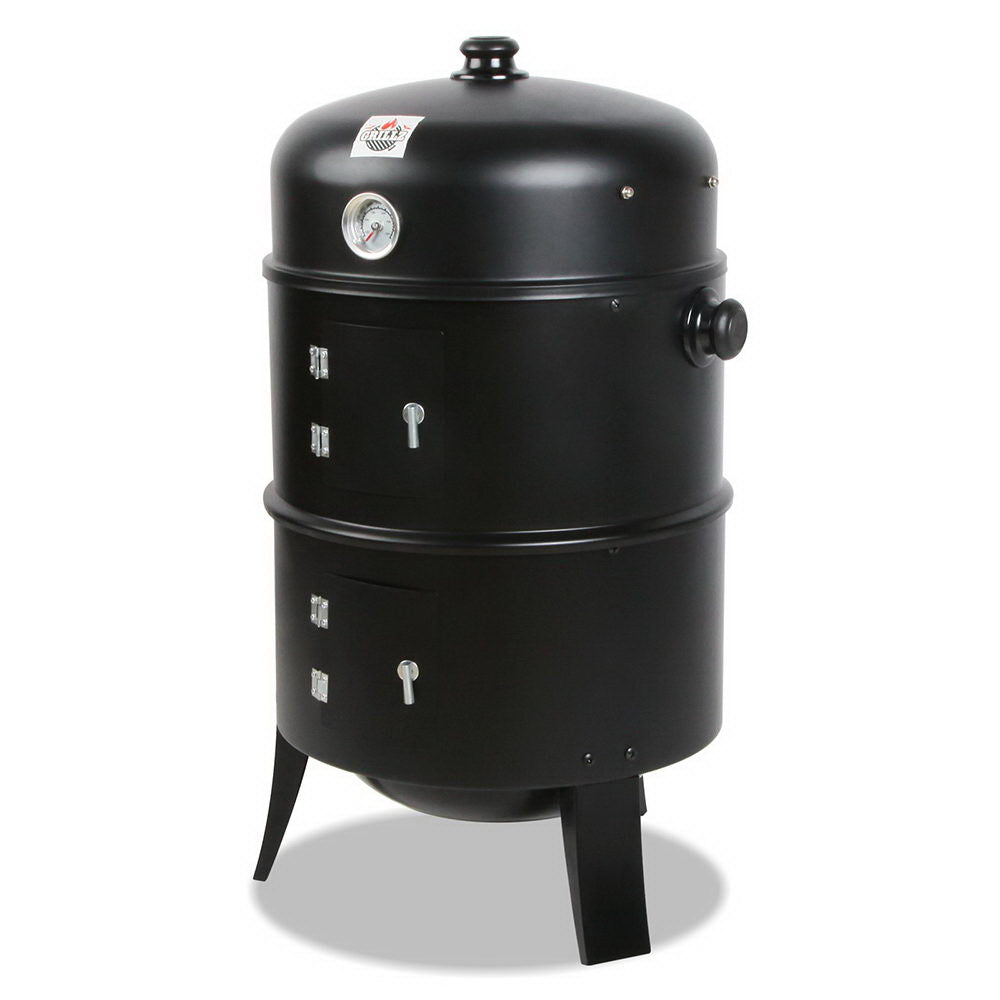 Grillz 3-in-1 Charcoal BBQ Smoker - Black freeshipping - Awezingly
