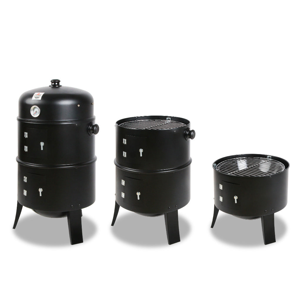 Grillz 3-in-1 Charcoal BBQ Smoker - Black freeshipping - Awezingly