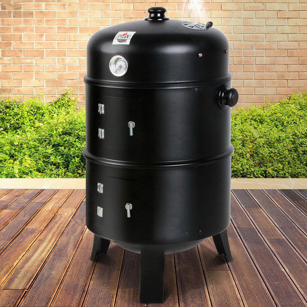 Grillz 3-in-1 Charcoal BBQ Smoker - Black freeshipping - Awezingly