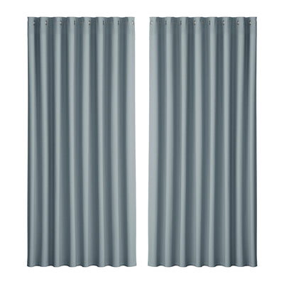 Artiss 2X Blockout Curtains Blackout Window Curtain Eyelet 300x230cm Grey