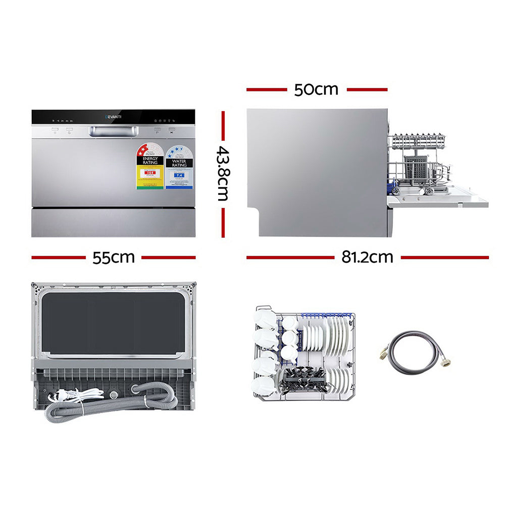 Devanti Benchtop Dishwasher 6 Place Bench Top Countertop Dishwasher Freestanding Devanti
