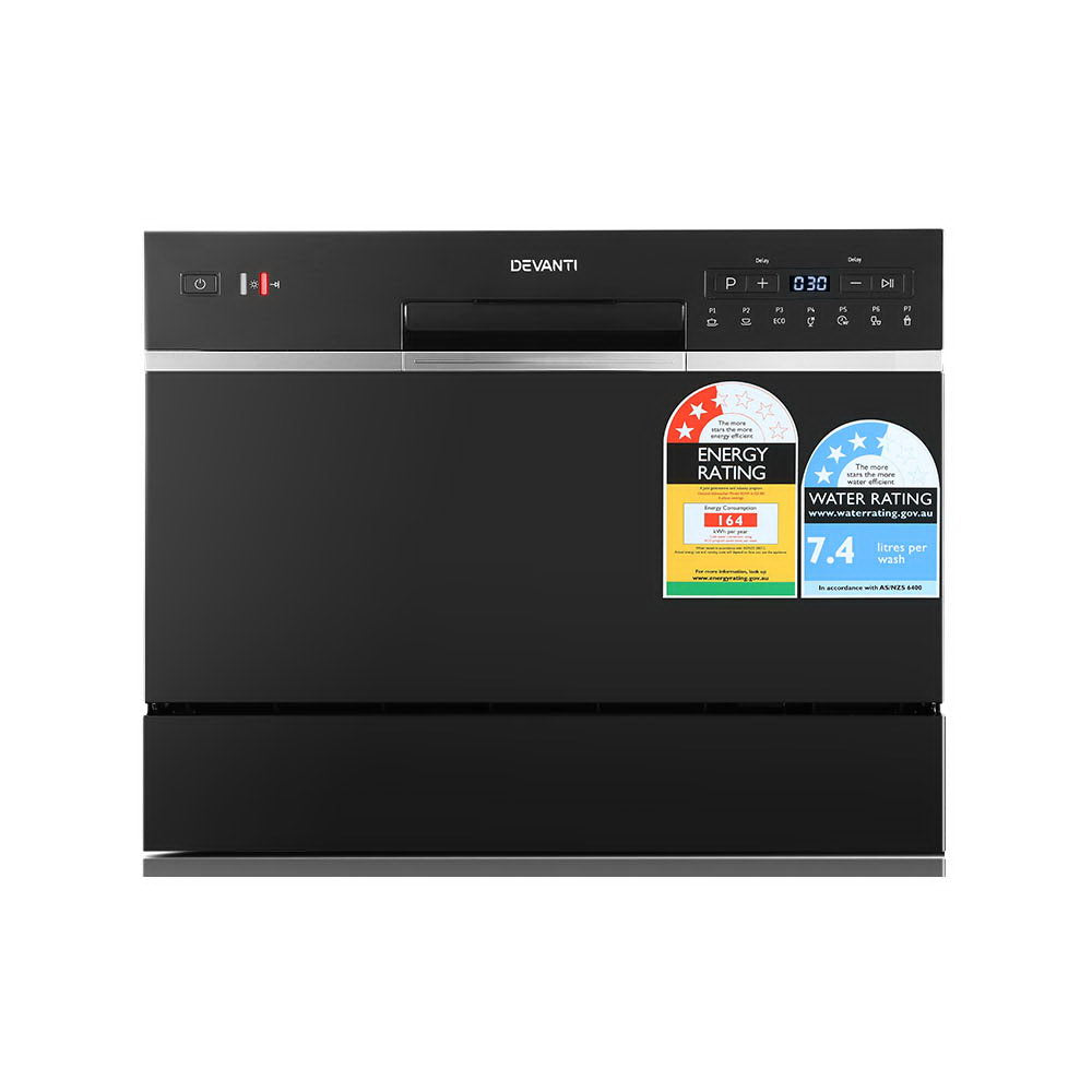 Devanti Benchtop Dishwasher 6 Place Setting Counter Bench Top Dish Washer Black Devanti