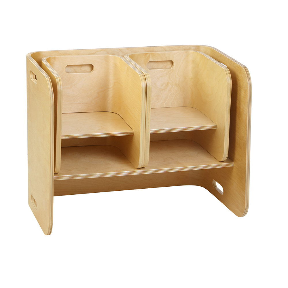Keezi 3PC Kids Table and Chairs Set Toys Play Desk Children Shelf Storage Beige Keezi