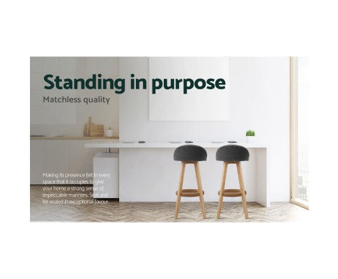 Artiss Set of 2 Fabric Bar Stools-Grey freeshipping - Awezingly