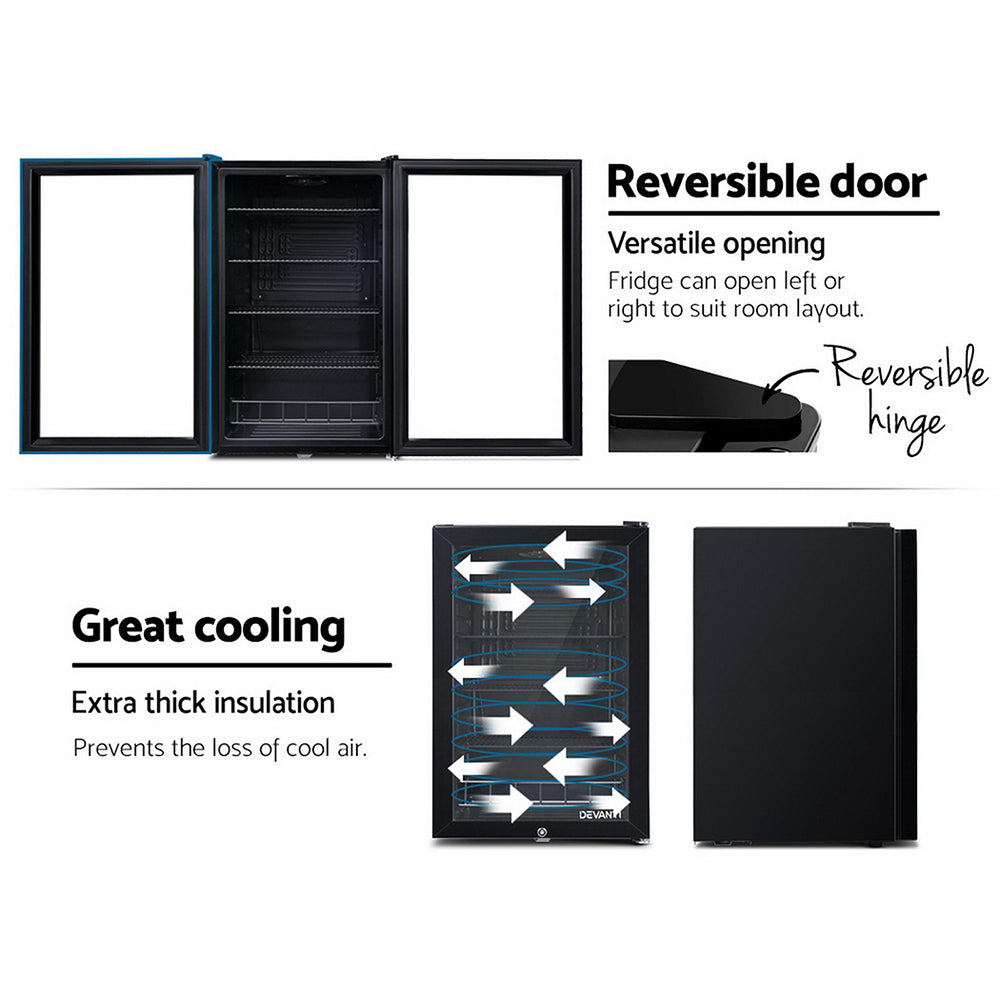 Devanti 115L Bar Fridge Glass Door Mini Freezer Fridges Countertop Beverage Commercial freeshipping - Awezingly