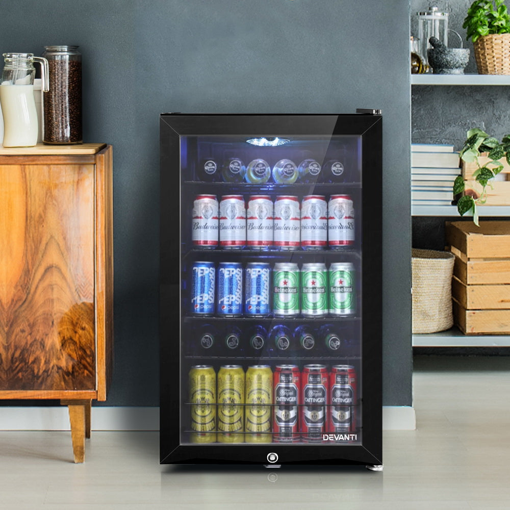 Devanti 115L Bar Fridge Glass Door Mini Freezer Fridges Countertop Beverage Commercial freeshipping - Awezingly