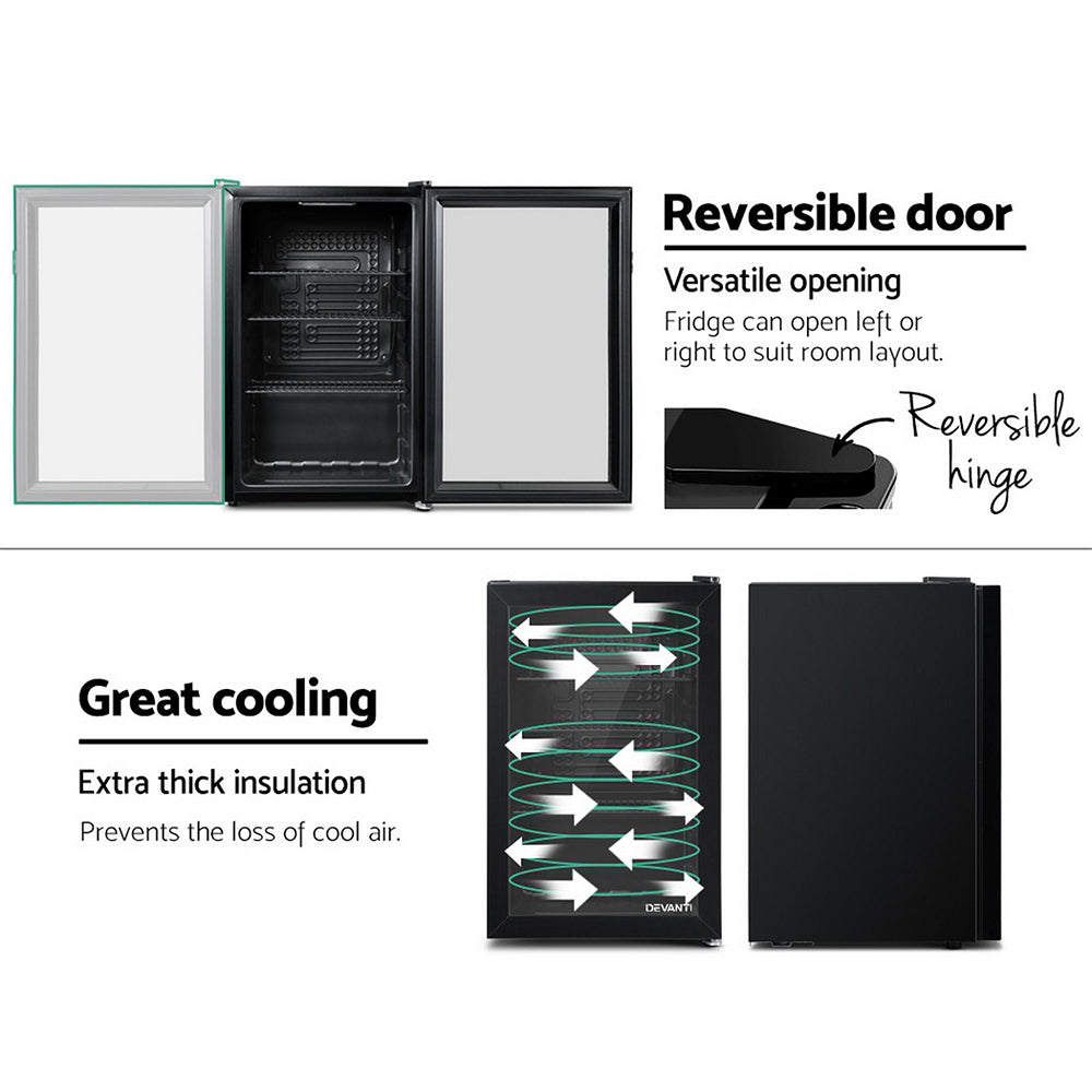 Devanti 70L Bar Fridge Glass Door Mini Countertop Freezer Fridges Bottle Cooler freeshipping - Awezingly