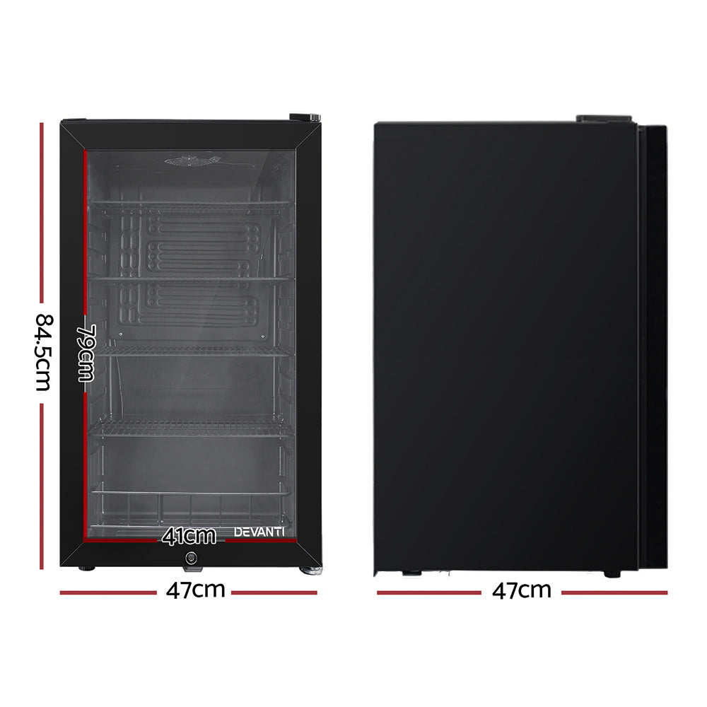 Devanti 98L Bar Fridge Glass Door Mini Freezer Fridges Countertop Beverage Commercial freeshipping - Awezingly