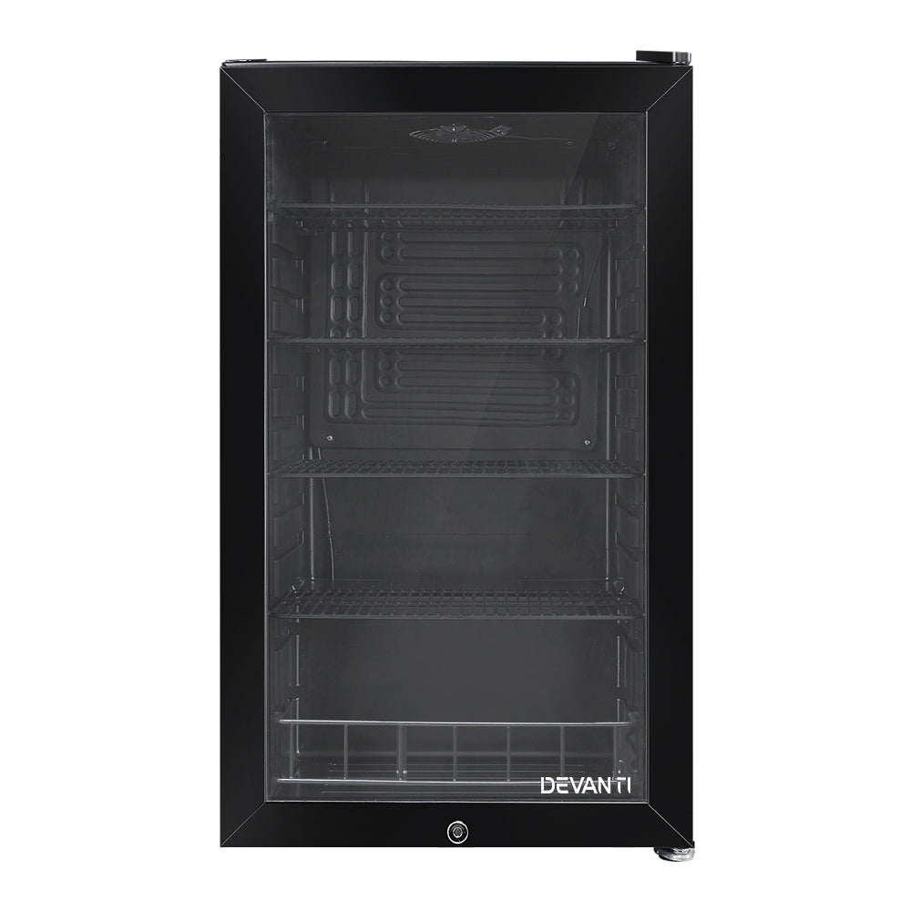Devanti 98L Bar Fridge Glass Door Mini Freezer Fridges Countertop Beverage Commercial freeshipping - Awezingly