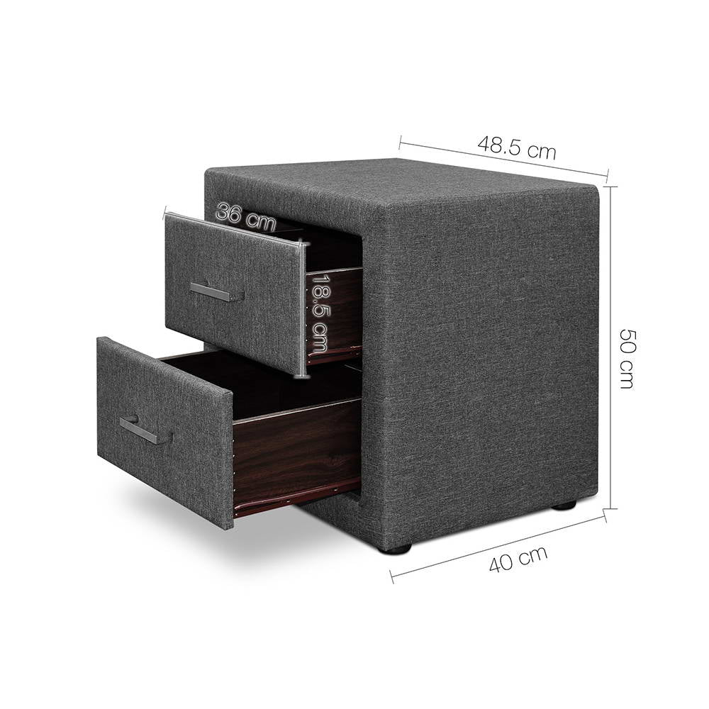 Artiss Fabric Bedside Table - Grey freeshipping - Awezingly