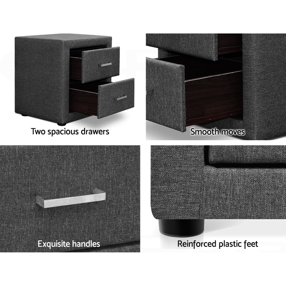 Artiss Fabric Bedside Table - Grey freeshipping - Awezingly