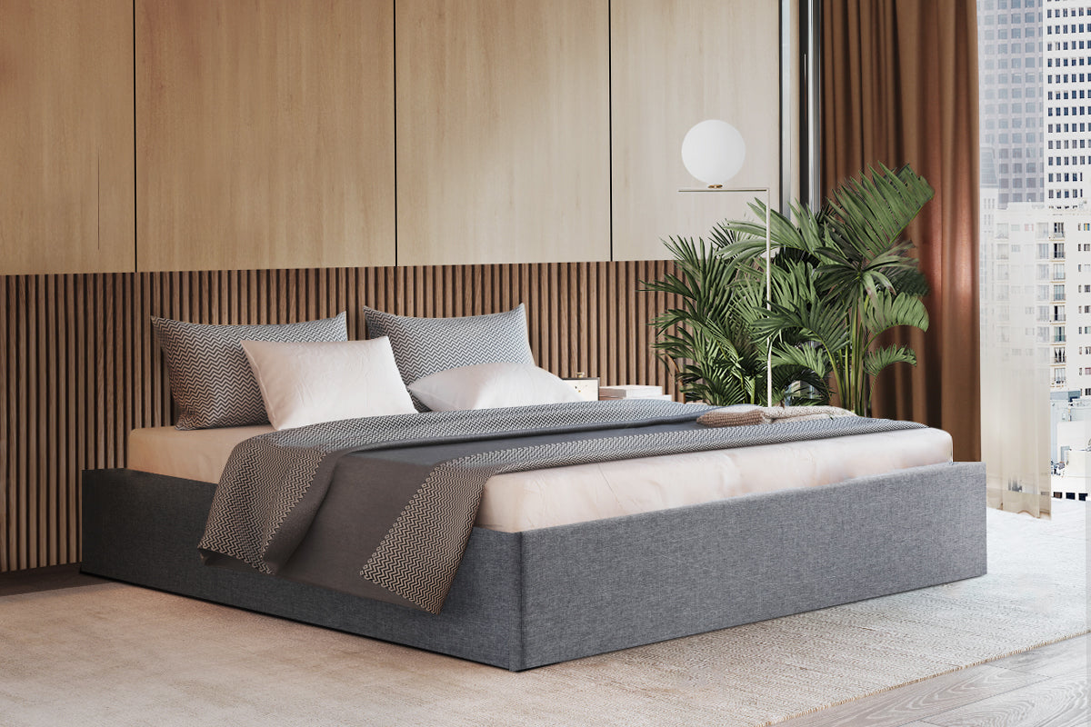 Artiss Bed Frame King Size Gas Lift Base With Storage Platform Grey Fabric Toki Collection Artiss