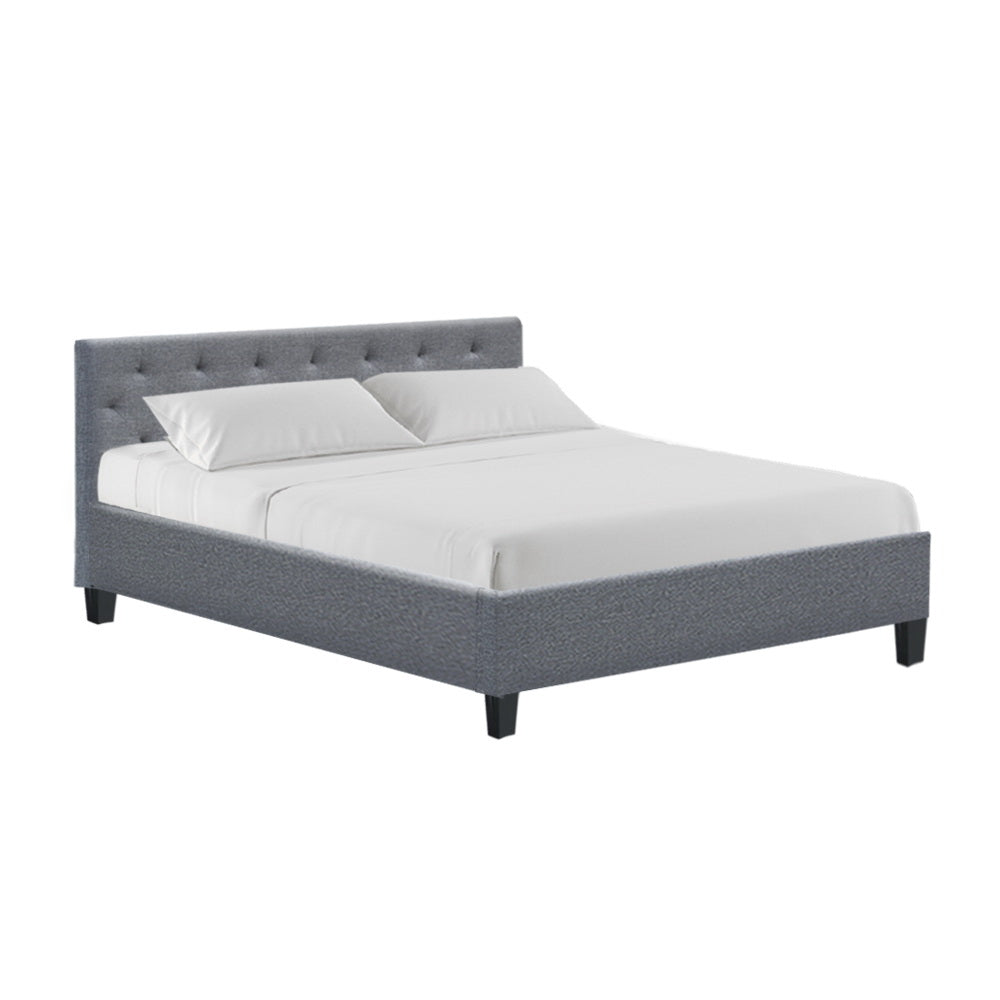 Artiss VANKE Queen Size Bed Frame Base Fabric Headboard Wooden Mattress Artiss