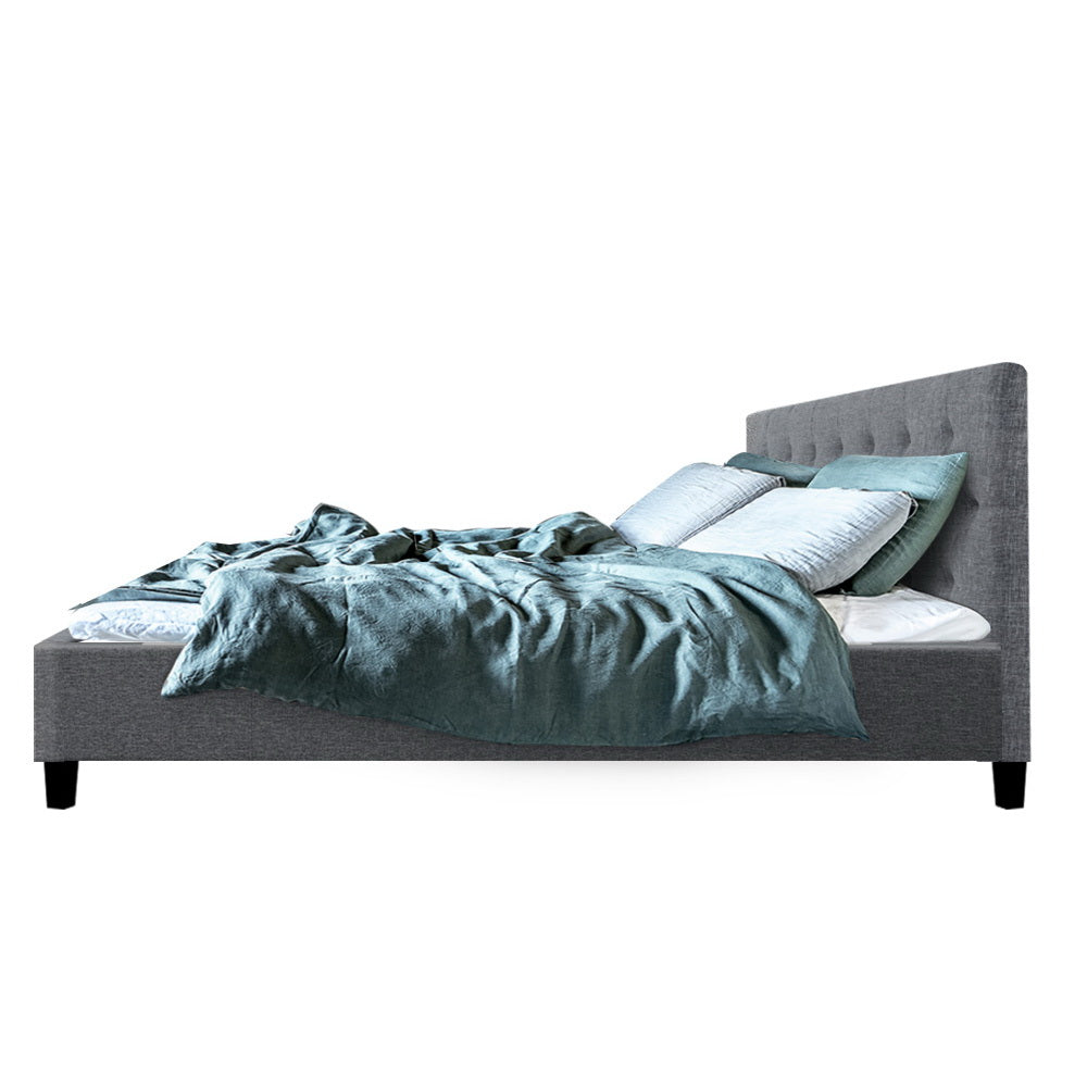Artiss VANKE Queen Size Bed Frame Base Fabric Headboard Wooden Mattress Artiss