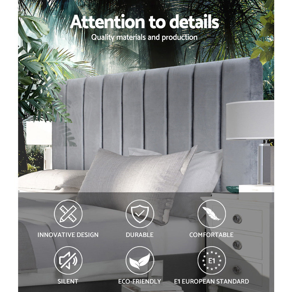 Artiss VELA Bed Head Headboard King Size Bedhead Velvet Grey Artiss